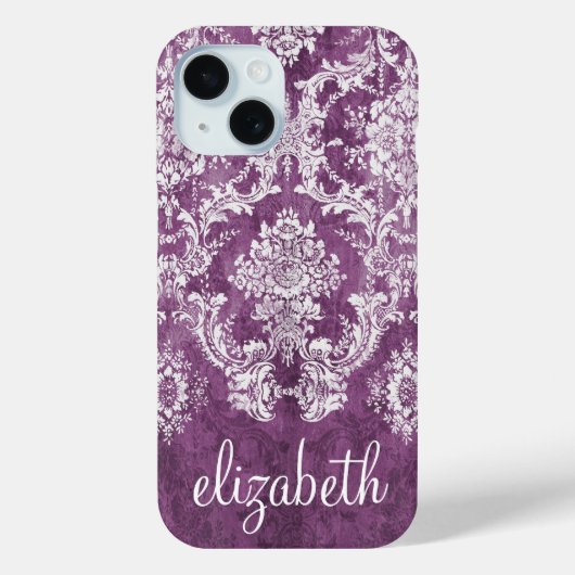 プラムヴィンテージムーディダマスクのパターン名 Case-Mate iPhoneケース (裏面)