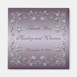 プラム及びピュータフローラ結婚式の引き出物磁石 マグネット