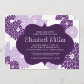 プラム及び薄紫の紫色のブライダルまたはベビーシャワーの招待 招待状 (正面/裏面)