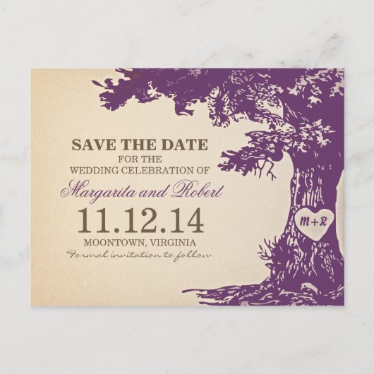 プラム古いオークの木は日付はがきを保存 案内ポストカード (正面)