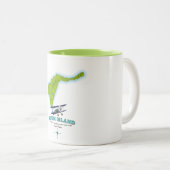 プラム島、サオールド・サフォーク郡、ニューヨークの地図 ツートーンマグカップ (正面右)