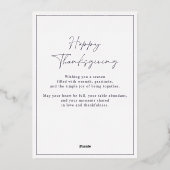 プラム感謝祭の家族写真 箔シーズンカード (裏面)