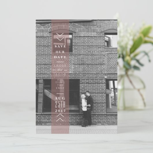 プラム日付バナーの保存 |オーバーレイ写真 セーブザデート (スタンド正面)