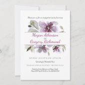 プラム水彩画によってはロマンチックな婚約パーティが開花します 招待状 (正面)