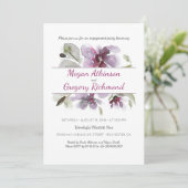 プラム水彩画によってはロマンチックな婚約パーティが開花します 招待状 (スタンド正面)