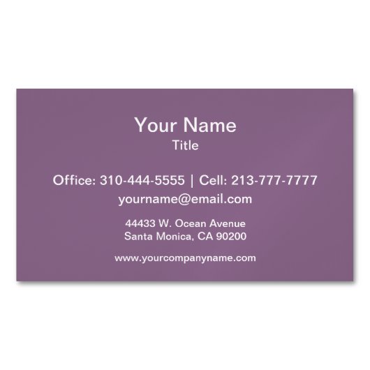 プラム無地の色 マグネット名刺 (正面)