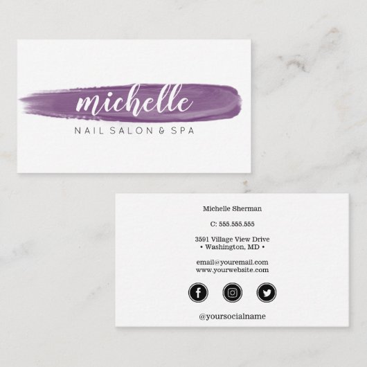 プラム爪、 ネイルポーランドブラシサロンマニキュアソーシャルメディア 名刺 (正面/裏面)