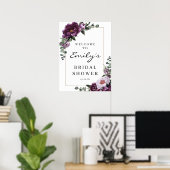 プラム牡丹ブライダルシャワーウェルカムサイン ポスター (ホームオフィス)