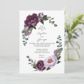 プラム牡丹結婚式招待状カード 招待状 (スタンド正面)