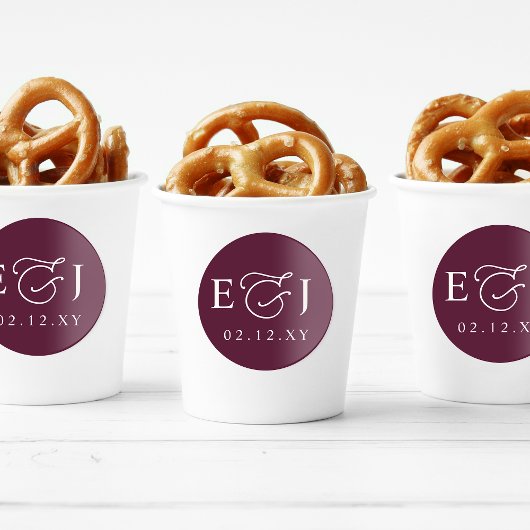 プラム現代イニシャルモノグラム結婚式 ラウンドシール