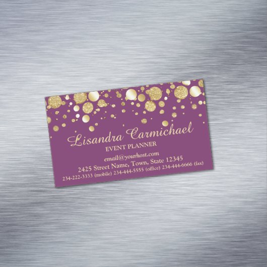 プラム磁気名刺の金箔紙吹雪 マグネット名刺 (インサイチュ)