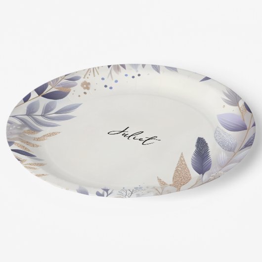 プラム秋サマーラベンダーセージブライダルシャワー ペーパープレート (アングル)