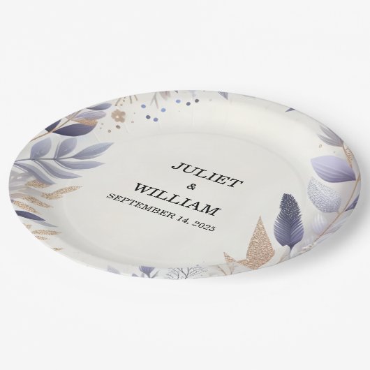 プラム秋春サマーラベンダーセージ結婚ズ ペーパープレート (アングル)