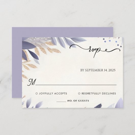 プラム秋春サマーラベンダーセージ結婚ズ 出欠カード (正面/裏面)