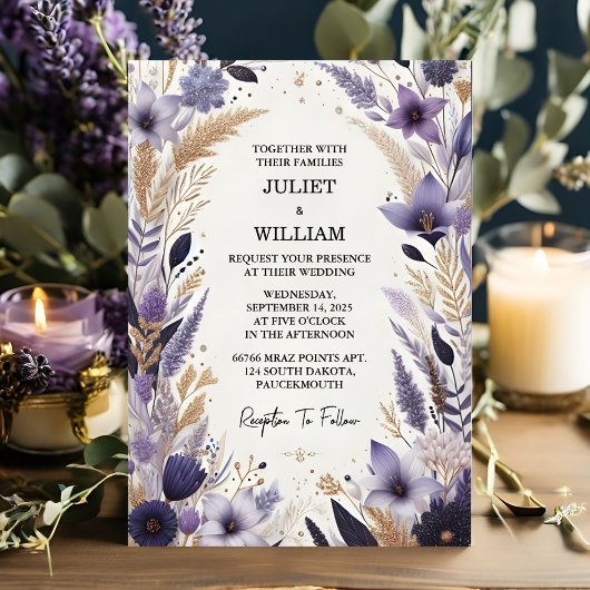 プラム秋春サマーラベンダーセージ結婚ズ 招待状