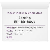 プラム紙吹雪水彩ドット誕生日招待状 (内部横(下))