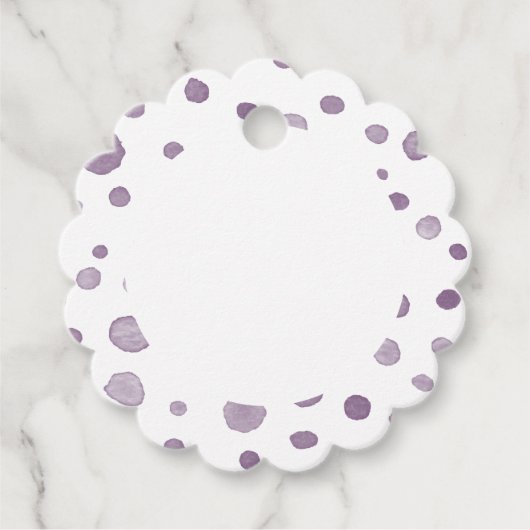 プラム紙吹雪水色ドットメッセージカード フェイバータグ (正面)