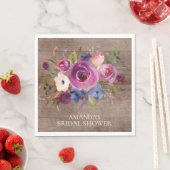 プラム素朴フローラブライダルシャワー紙ナプキンス スタンダードランチョンナプキン (インサイチュ)