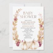 プラム素朴ブラウン秋カボチャをテーマにした赤ちゃんシャワー 招待状 (正面)