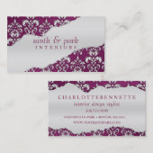 プラム紫色によって裂かれるダマスク織のインテリア・デザイン 名刺 (正面/裏面)