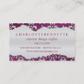 プラム紫色によって裂かれるダマスク織のインテリア・デザイン 名刺 (裏面)