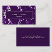 プラム紫色の大理石および金属銀製のデザイン 名刺 (正面/裏面)