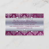 プラム紫色の熱血なダマスク織のファッションかインテリア・デザイン 名刺 (裏面)