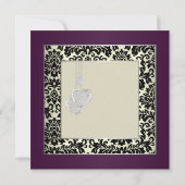 プラム紫色、クリームおよび黒 招待状 (裏面)