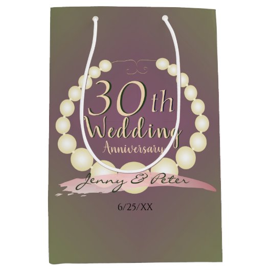 プラム結婚モスに30周年記念真珠 ミディアムペーパーバッグ (正面)