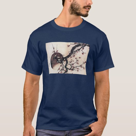プラム花および月、Hokusai Tシャツ (正面)