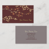 プラム花のカスタムな名刺のあずき色 名刺 (正面/裏面)