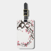プラム花のカーブのラベル ラゲッジタグ (正面縦)