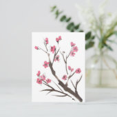 プラム花の小枝の郵便はがき ポストカード (スタンド正面)