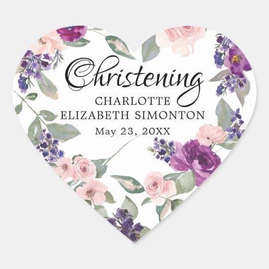 プラム赤面フローラハート封筒用シール ハートシール (正面)