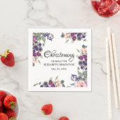 プラム赤面フローラパーソナライズされた《キリスト教》洗礼式や命名式 スタンダードカクテルナプキン (インサイチュ)