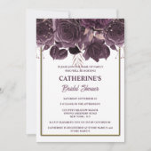 プラム金ゴールドホワイトローズウォーター色ブライダルシャワーシック 招待状 (正面)