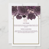 プラム金ゴールドホワイトローズウォーター色ブライダルシャワーシック 招待状 (裏面)