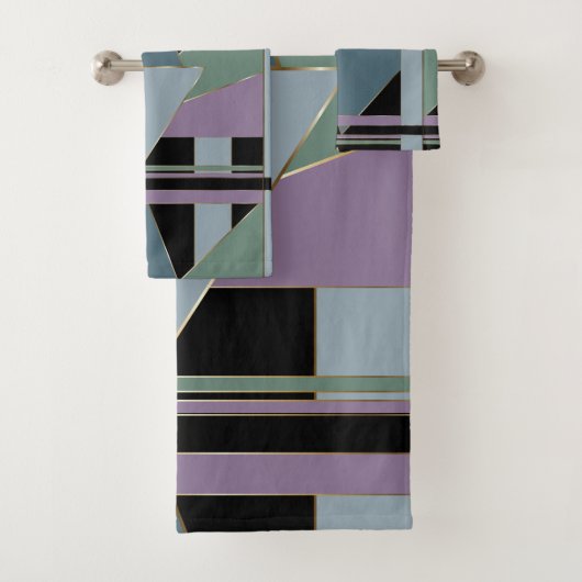 プラム鋼コケ幾何奇抜アートワーク™ バスタオルセット (インサイチュ)