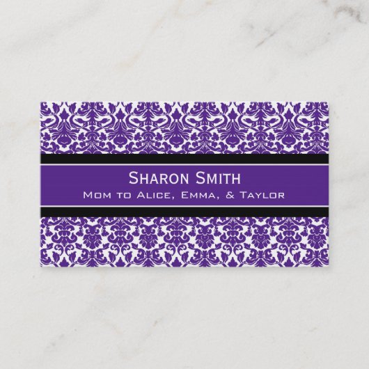 プラム黒いダマスク織のレトロのお母さんのテレホンカード コーリングカード (正面)