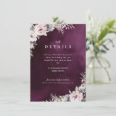 プラム&ほこりっぽいピンクのフローラボホ結婚の詳細 エンクロージャーカード (スタンド正面)