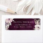プラム&ほこりっぽいピンクボホフローラ差出人住所 ラベル (インサイチュ)