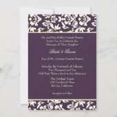 プラム·アイボリークリームダマスク 招待状 (裏面)