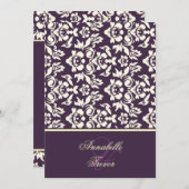 プラム·アイボリークリームダマスク 招待状 (正面/裏面)