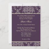 プラム/アイボリークリームレース 招待状 (裏面)