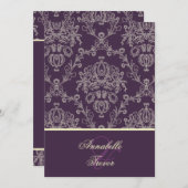 プラム/アイボリークリームレース 招待状 (正面/裏面)