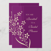 プラム&イエローブライダルシャワー招待状 招待状 (正面/裏面)