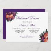 プラム&オレンジ牡丹シルバーリハーサルディナー 招待状 (正面/裏面)