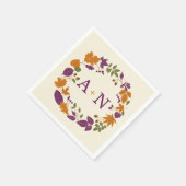 プラム&カボチャ秋リース結婚ズナプキン スタンダードカクテルナプキン (角)