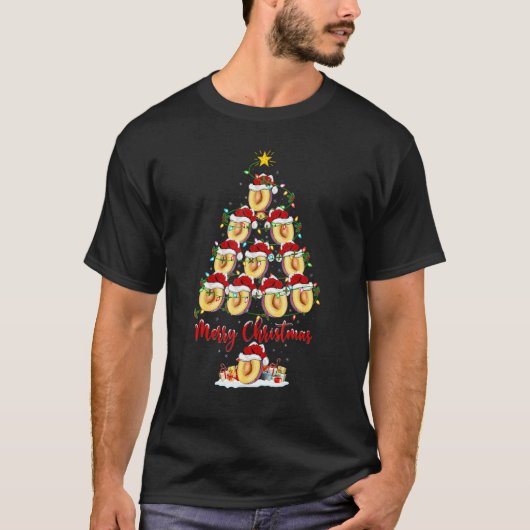 プラム クリスマス ツリー ライト サンタ プラム クリスマス Tシャツ (正面)