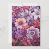 プラム、グレー、カッパー、ダスティーローズの花をモチーフにした結婚式 招待状 (裏面)